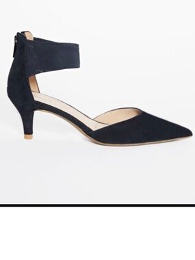 Pelle Moda Dezi Navy Pointed Kitten Heel with Ankle Cuff 7.5 Zip Back